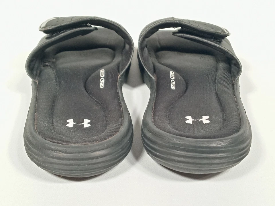 Under Armour Sandálias Masculinas Ignite V Slide Pretas 4D Espuma Gancho e Laço Tamanho 9 Bom - Imagem 4 de 4