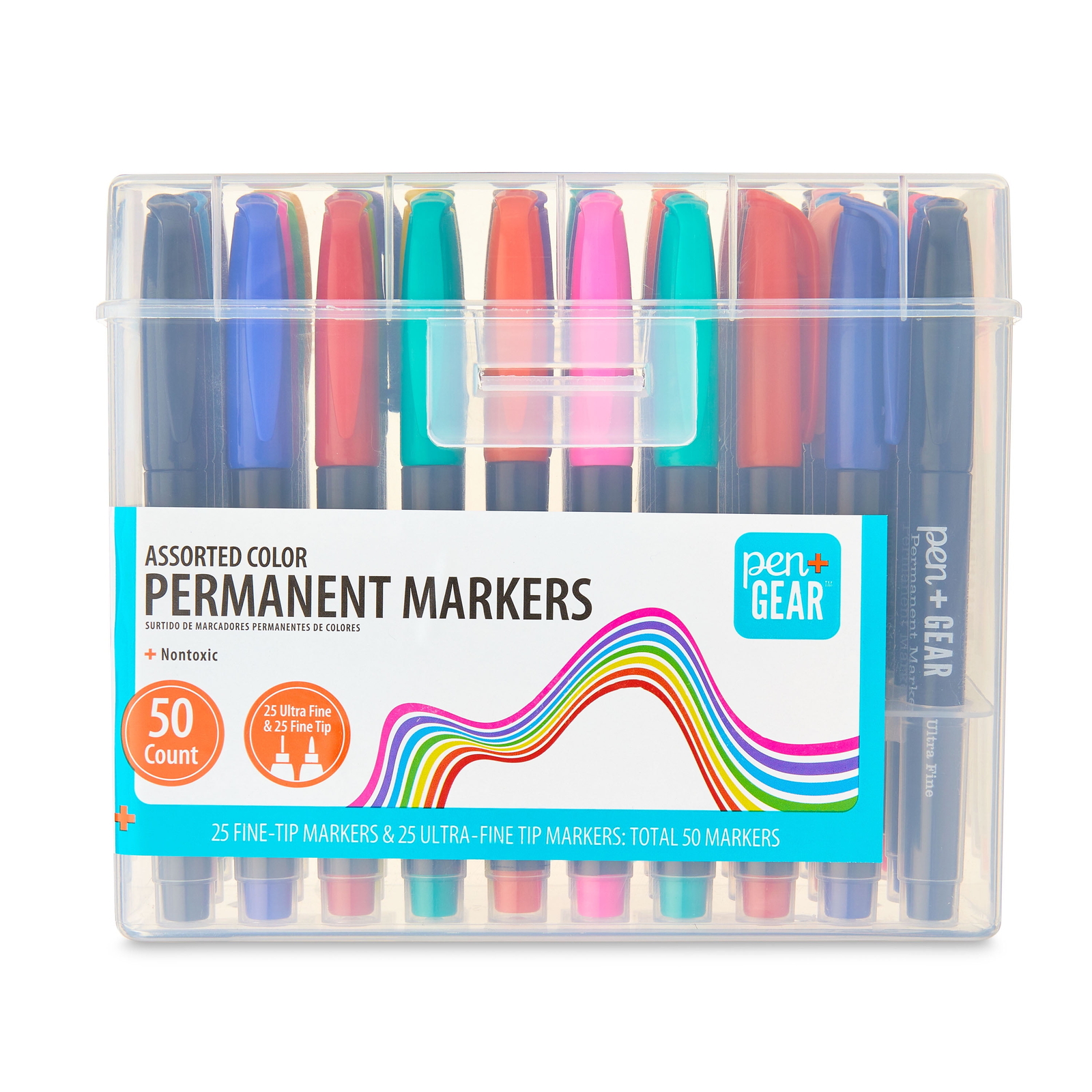 Permanent Markers, Fine + Ultra Fine Tip, Assorted Colors, 50 Count-image