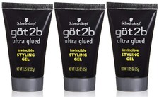 3 Pack of Got2b Ultra Glued Invincible Styling Hair Gel, 1.25 oz
