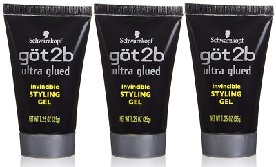 3 Pack of Got2b Ultra Glued Invincible Styling Hair Gel, 1.25 oz