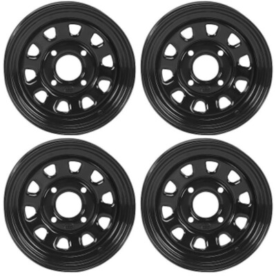 14in ITP Delta Steel Black 4/110 5+2/2+5 SRA ATV/UTV Wheels Set of 4 ...