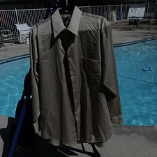 Geoffrey Beene Mens Large 16 1/2 34/35 Sateen Gold Long Sleeve Dress Shirt