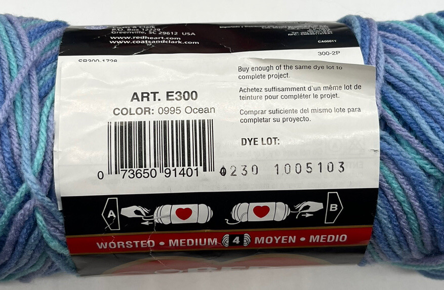 Red Heart Yarn "Ocean" 2 Skeins 751 eBay