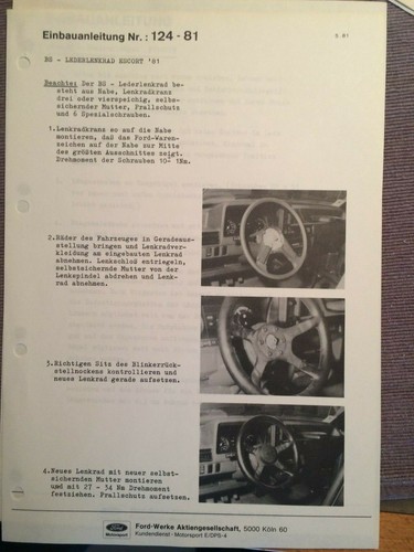 Einbauanleitung Ford Motorsport Lederlenkrad Escort 81