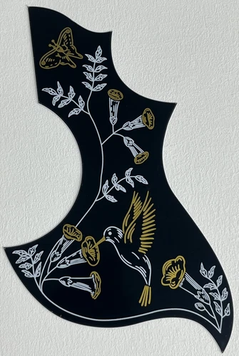 For Fit Gibson Hummingbird Acoustic Guitar Self-Adhesive Pickguard,2 Ply Black