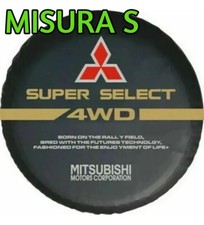 COPRIRUOTA UNIVERSALE ECOPELLE LOGO MITSUBISHI SUPER SELECT FASCIA DORATA PAJERO
