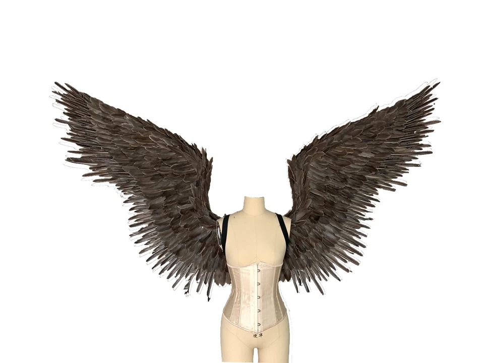 Disfraz de fantasía fotografía cosplay hecho a mano alas de ángel de plumas de ganso Foto 3 de 4