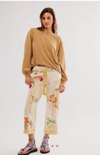 Free People Electric Sands Embroidered Pants We The Free Floral Sunshine 2 NWT