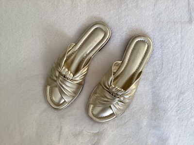 J.CREW WOMEN SANDAL LEATHER GOLD TWISTED KNOT SIZE 7 NEW IN  display picture 2