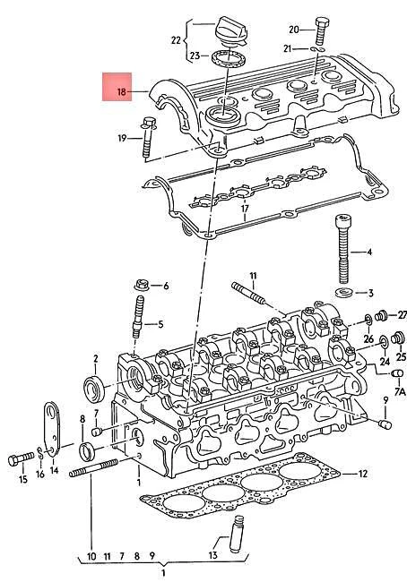 Cubierta de culata original Volkswagen NOS Audi 100 quattro 80 90 051103475B Foto 2 de 2