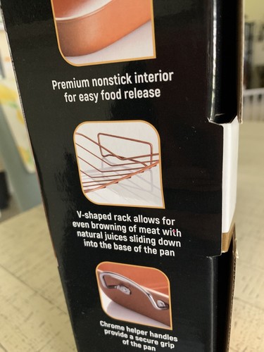 Copper Roaster Pan 16” New W Rack Cookware - Copper Series New in Box (Eternal) - Picture 8 of 11