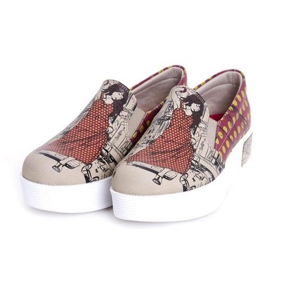 GOBY Textile Canvas Platform Slip On Shoes Stylish Woman Polka Dot NIB 7.5 $184