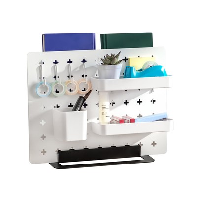 Desk Organization Hub, Desk Pegboard Set, Wooden Board, 11 Peg board Accessor...