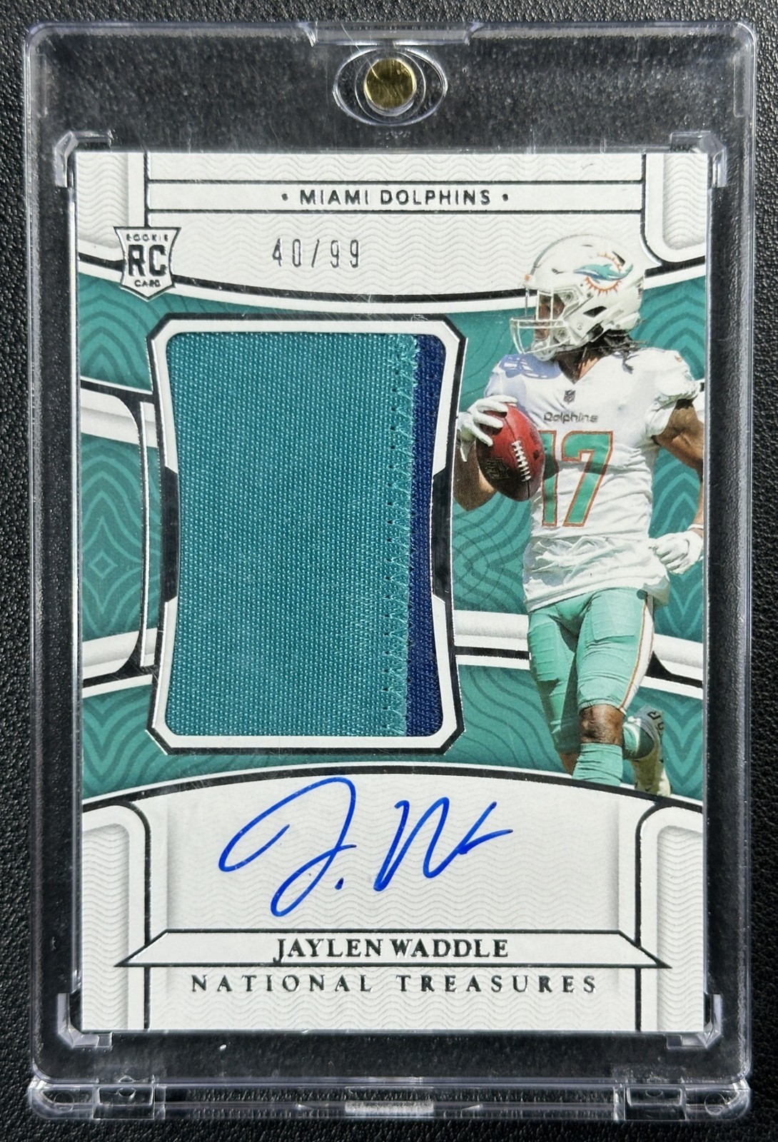 JAYLEN WADDLE 2021 PANINI NATIONAL TREASURES #163 ROOKIE JERSEY PATCH AUTO 40/99