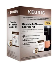 KEURIG Descale & Cleanse Starter Kit - includes 1 Descale pouch, 2 Rinse pots