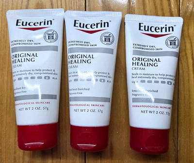 3 X EUCERIN ORIGINAL HEALING CREAM EXTREMELY DRY SKIN TRAVEL SIZE 2oz