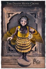 Original Art Antique Halloween Witch -  The Death Moth Crone by Rucus Studio