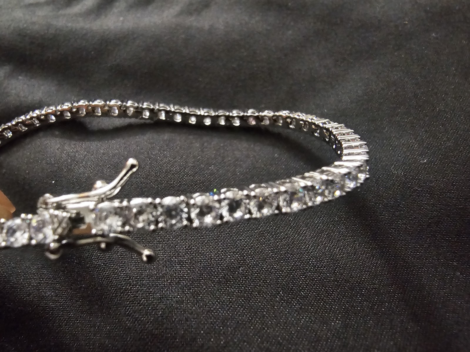 8in White Gold plated on brass- 4mm Tennis Bracelet Cubic Zirconia Prong Setting image 2