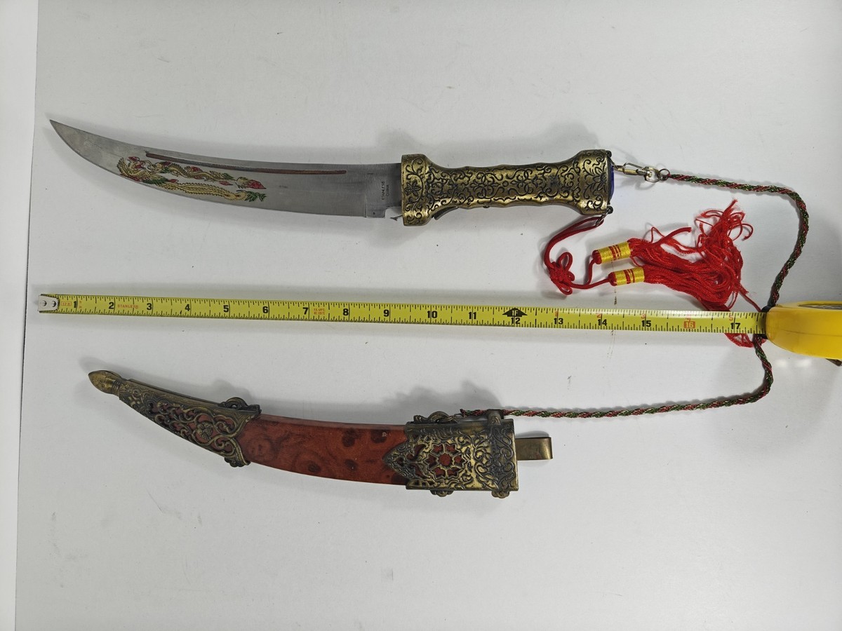 Ornate Decorative Dagger Knife with Sheath & Tassel - Collectible Display