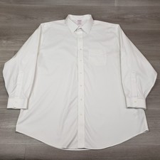 Brooks Brothers Dress Shirt Men Size 18.5-35 Traditional White Non Iron Stretch