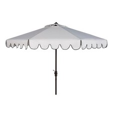 Pemberly Row 9ft Crank Metal Outdoor Umbrella in White and Black