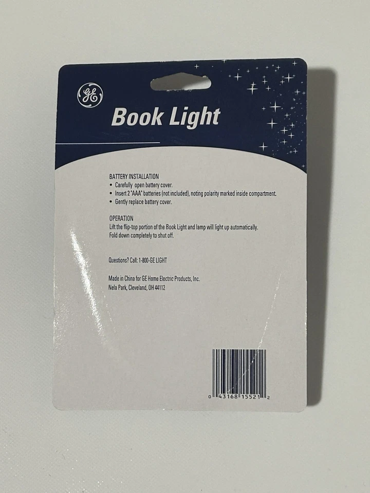 GE Book Light - Attaches To A Book Or Magazine For Nighttime Reading - NEW NOS — 第 2/2 张图片