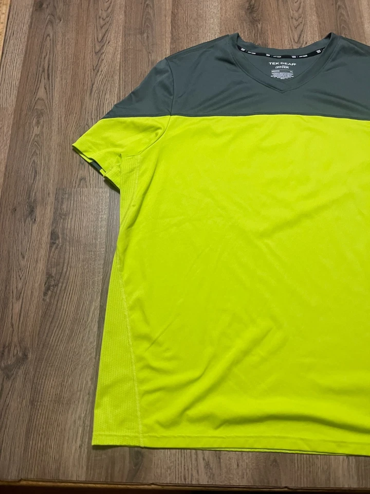 Camisa Tek Gear, Para Hombre Talla XXL, Verde Amarillo, Ropa Deportiva, Drytek Foto 3 de 4