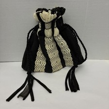 Vintage BoHo Hippy CHIC Black  White Baguette Purse