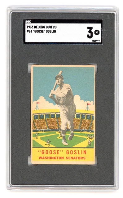 1933 DeLong Baseballkarte #24 Goose Goslin SGC Sehr guter Zustand 3