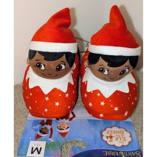 Elf on the Shelf Slippers Kids Size M 13-1  Red Star Plush Santasverse Holiday