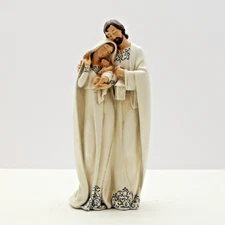 Roman Inc Nativity Holy Family 10" in White Robes with Blue Trim Resin