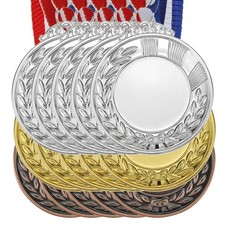 15pcs Blank Award Medals Gold Silver Bronze Medals with Neck Ribbon