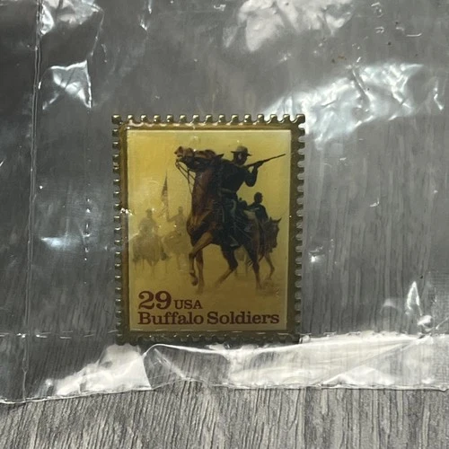Vintage Winco Buffalo Soldiers 29¢ USA Stamp Lapel Pin 1994 USPS Badge Made USA