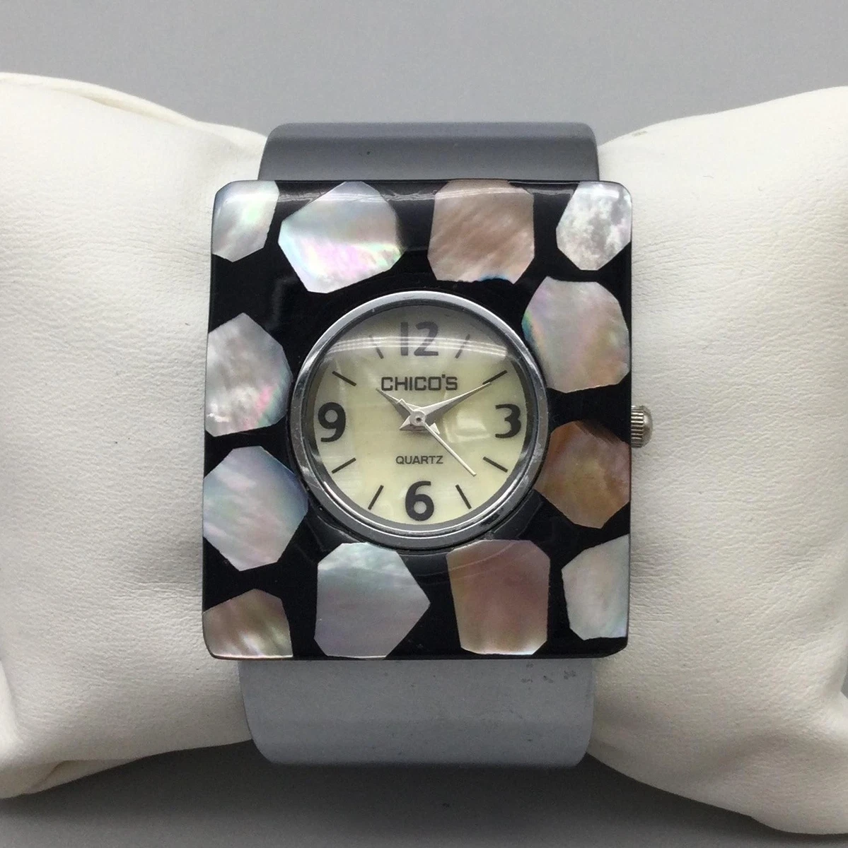 Chico\'s CH-921 Floral Cuff Watch Cream Silver Tone Japan Movement NEW Chico main image 3