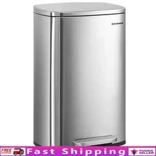 13 Gallon Stainless Steel Trash Can Pedal Step On Quiet Close Odor Seal New