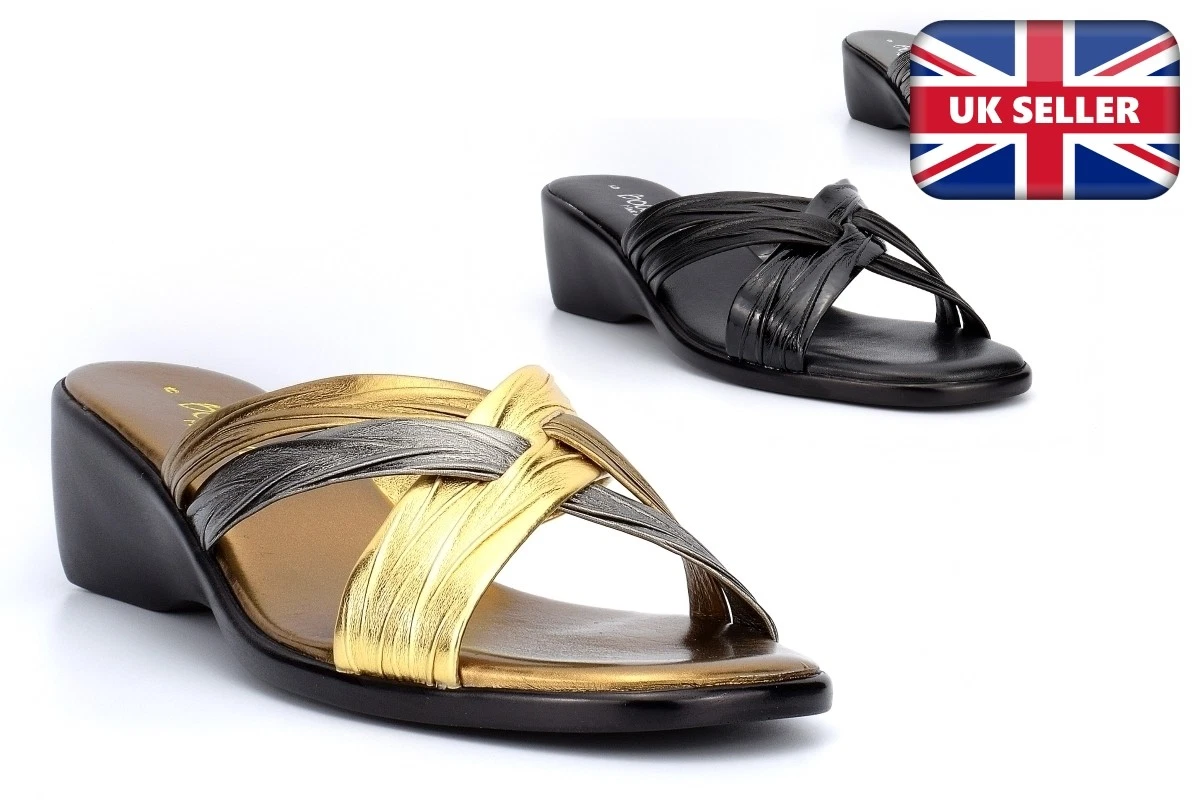 Womens Mule Sandals Womens Sandals Ladies Sandals Ladies Mules Gold/Silver/Black