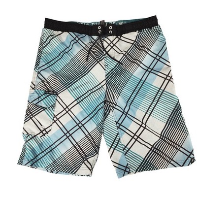 Epic Threads Board Short L 32 Men Windowpane Plaid White Blue Surfer Skater 10''