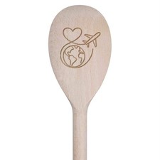 30cm 'World Travel Love' Wooden Cooking Spoon (SO00025799)
