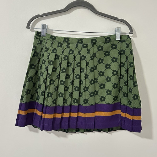 Urban Outfitters Pleated Satin mini Skirt Green Purple