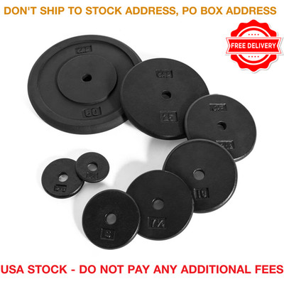 Cast Iron Weight Plates 1'' Hole Standard Barbell Dumbbell Weights Set of 4 Black