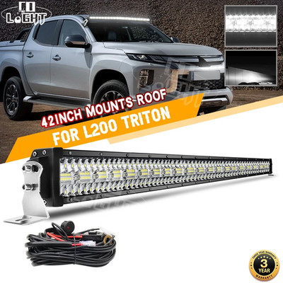 42'' LED Lichtbalken Spot Flood Light Bar +Kabelbaum fur Mitsubishi L200 triton