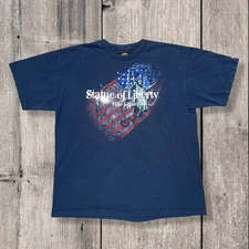 VTG Statue of Liberty T Shirt Mens XL Made in USA Ellis Island Graphic Tee Blue