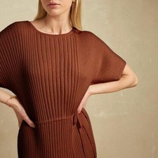 OYUN Column Rib Sweater Dress - Ginger Rust Brown - Size XS/S
