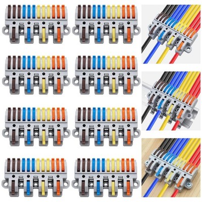 8 PCS 4In12Out Lever Terminal Block Splicing Din Rail Mount Fits 2812 AWG