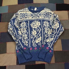 Vintage 90s Woolrich Wool Nordic Fair Isle Knit Sweater Winter Lodge