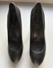Rockport Black Leather Platform Court Shoes Stiletto High Heel Round Toe UK7