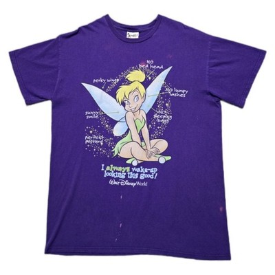 VTG 90s Disney Tinkerbell Womens Big T-Shirt Sz XL Purple Sleepwear
