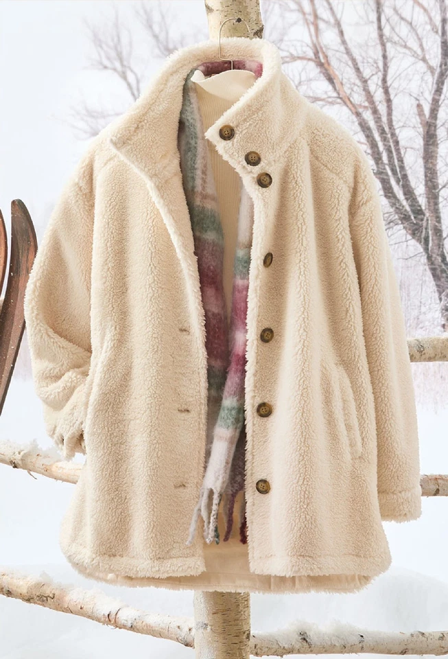 Abrigo Sherpa Coldwater Creek Fireside color abedul o malva vintage Foto 2 de 4