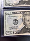 2 Twenty Dollar Bills with Sequential Serial Numbers PG32128397C & 98C sb2-26 — photo 7