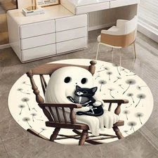 100*100cm 2D Printing Velvet 850gm² and Black Cat Pattern Floor Mat, Thickened W